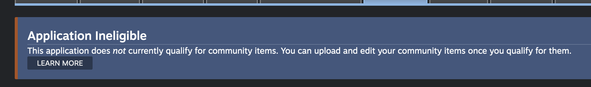 steam: application for community items not permitted